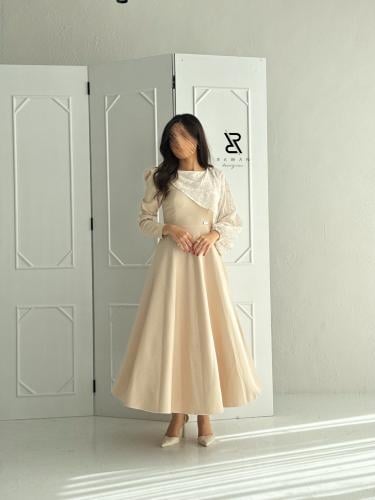 فستان بـيج وقصه شيفون مميزه