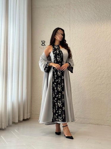 فستان رمادي قطعتين مميز