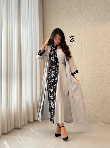 فستان رمادي قطعتين مميز