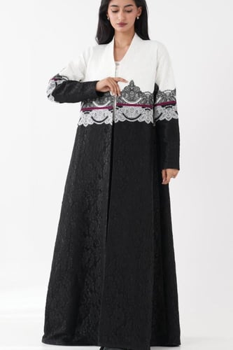 بليزر دانتيل أسود وأبيض #125