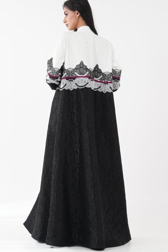 بليزر دانتيل أسود وأبيض #125