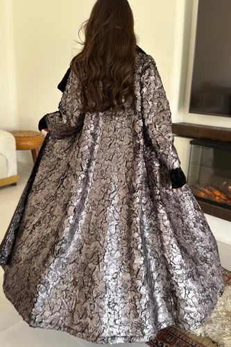 فروه بقبه فرو اسود وقفاز منفصل مخمل #402