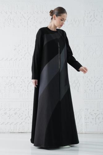 بليزر كريب اسود بقصات وتدخيلات #202