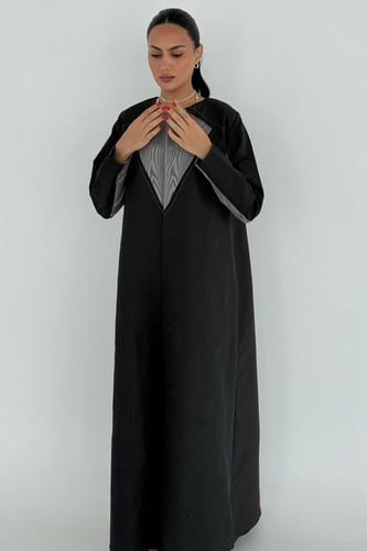 تسليم فوري - عبايه تفته ايطالي اسود ورمادي قصه بلي...