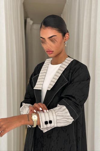 عباية تفتة هندي وقميص لنن - تسليم فوري#780