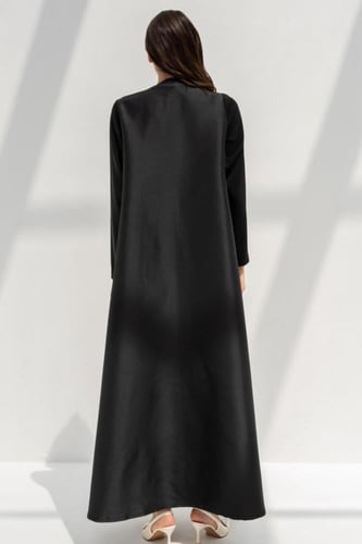 تسليم فوري - عبايه تفته أسود وكريب زيتي #102