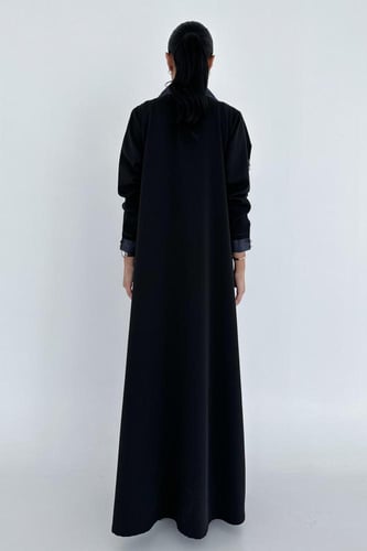 تسليم فوري - عبايه كريب ياباني اسود وتفته وقميص لن...