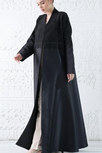 تسليم فوري عبايه جاكار وتفته اسود مزينه بدانتيل #2...