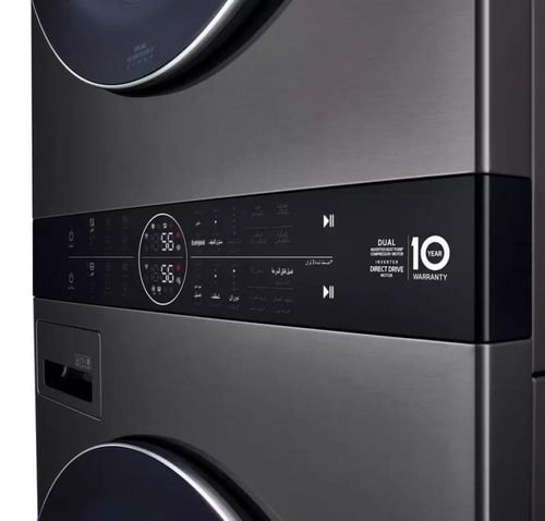 إل جي، غسالة نشافة تحميل أمامي، 21 كجم غسالة، 16 ك...