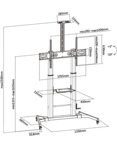 حامل تلفزيون بشاشة كبيرة تلسكوبية بارتفاع قابل للت...
