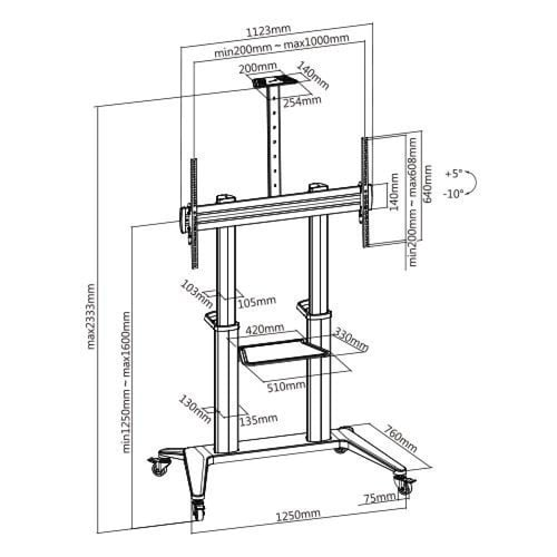 عربة تلفزيون كبيرة من الالومنيوم بتصميم عصري للغاي...