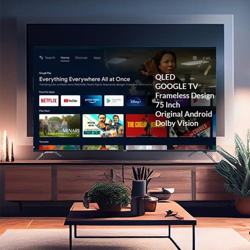 تلفزيون ARRQW ‎75‎ بوصة QLED بدقة ‎4K‎، نظام Googl...