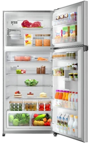 ثلاجة توشيبا فريزر علوي 21.5 قدم 608 لتر انفيرتر ف...