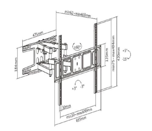 حامل حائط للتلفزيون متحرك بالكامل بسعر معقول، مقاس...