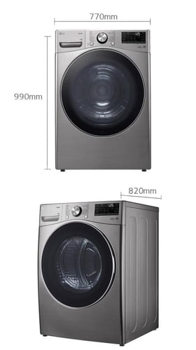 RH18U8EVCW مجفف LG ذو عاكس مزدوج سعة 18 كجم، مع مس...