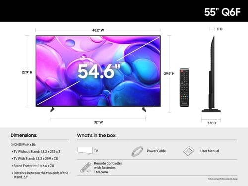 شاشة ذكية سامسونج 55 بوصة كيو ليد اصدار 2025 نظام...