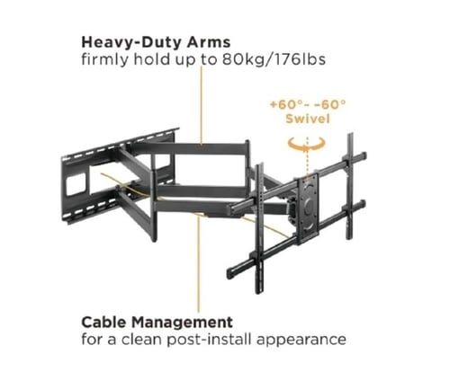 حامل جداري تلفزيون عالي التحمل وحركة كاملة مع امتد...