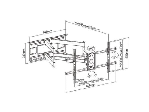 حامل جداري تلفزيون عالي التحمل وحركة كاملة مع امتد...