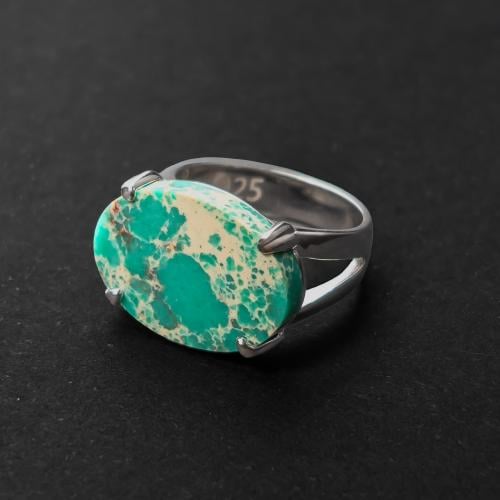 خاتم فيروز زمردي – فضة 925