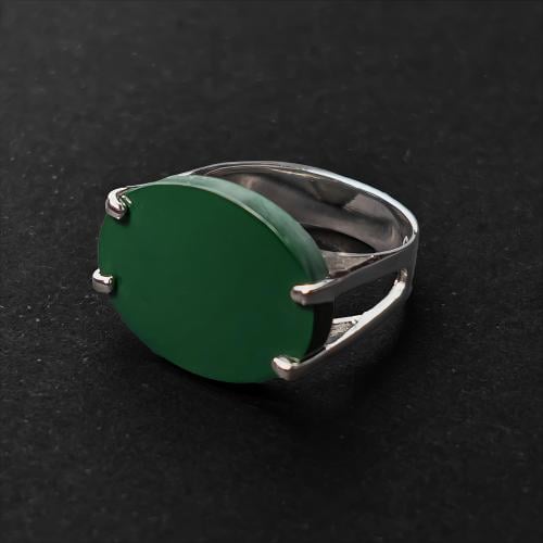 خاتم إيناميل أخضر ملكي – فضة 925