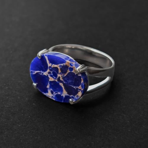 خاتم فيروز ملكي – أزرق ملكي مع عروق ذهبية – فضة 92...