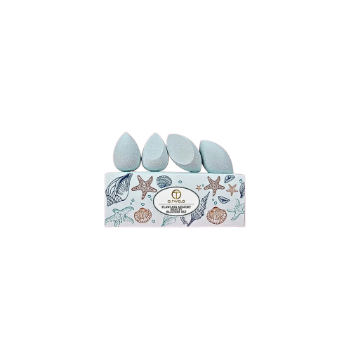 طقم اسفنجة مكياج من او تو او ازرق فاتح 4 قطع