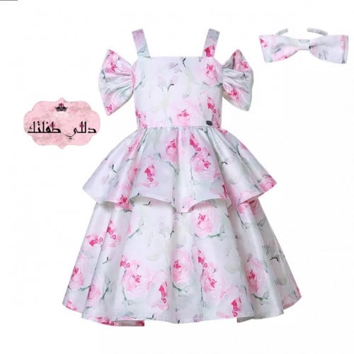 فستان ساتان مورد ( قطعتين )