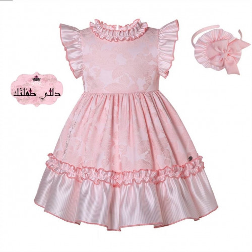 فستان وردي كلاسيك ( قطعتين )