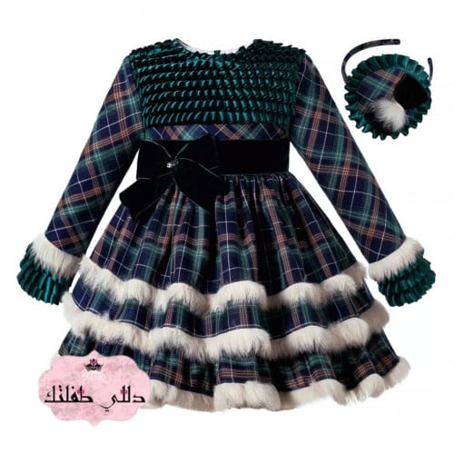 فستان كاروهات أنيق شتوى