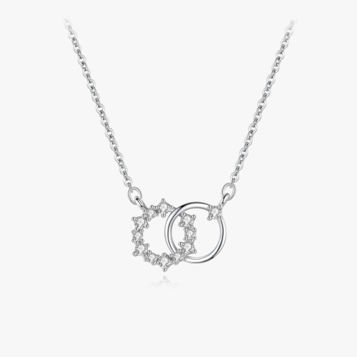 سلسال من الفضة الخالصة عيار 925 مطلي روديوم مرصع ب...