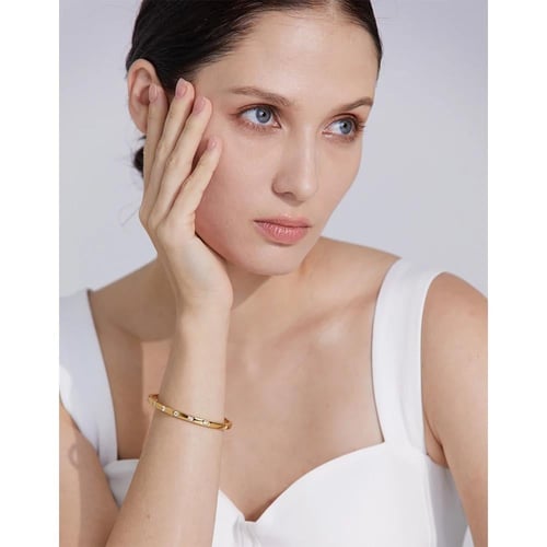 Zirconia Bracelet and Ring in 18K Gold Plated