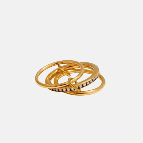 Trio Black Ring in 18K Gold Plated