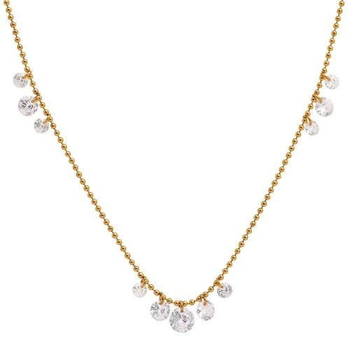 Zircon Necklace in 18k Gold Plated