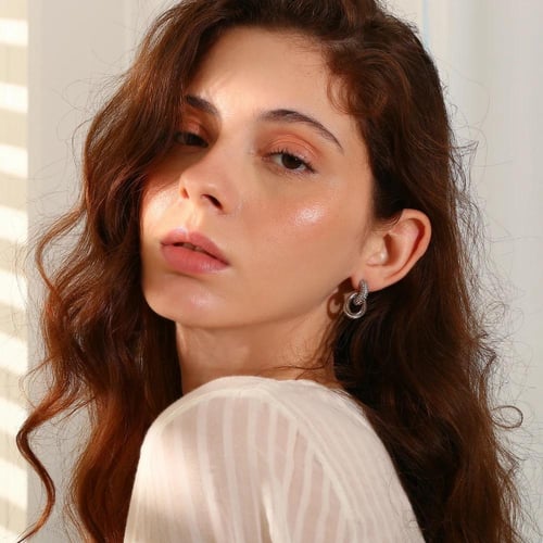 Zirconia Gold Plated Hoop Earrings