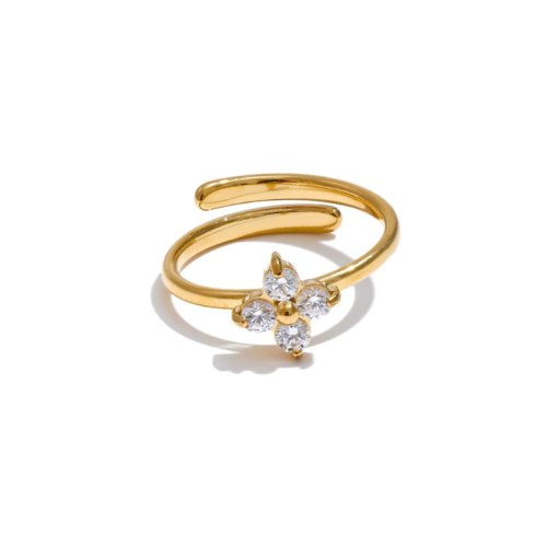 Flower Open Ring in 18K Gold Plated