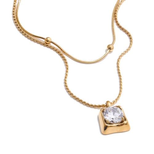 Zircon Necklace in 18k Gold Plated