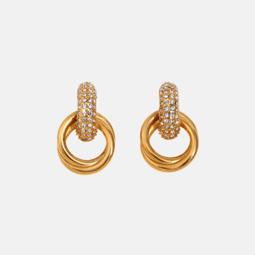 Zirconia Gold Plated Hoop Earrings