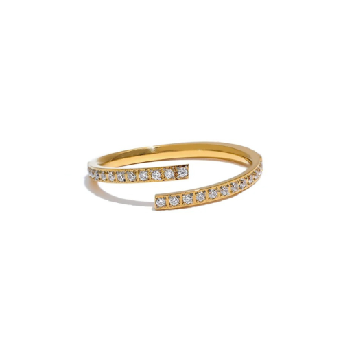 Zirconia Open Ring in 18K Gold Plated