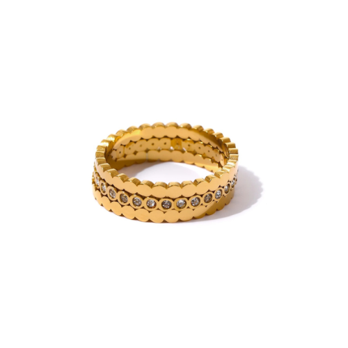 Zirconia Triple Ring in 18K Gold Plated