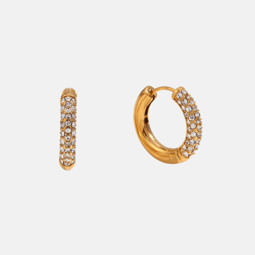Zirconia Gold Plated Hoop Earrings