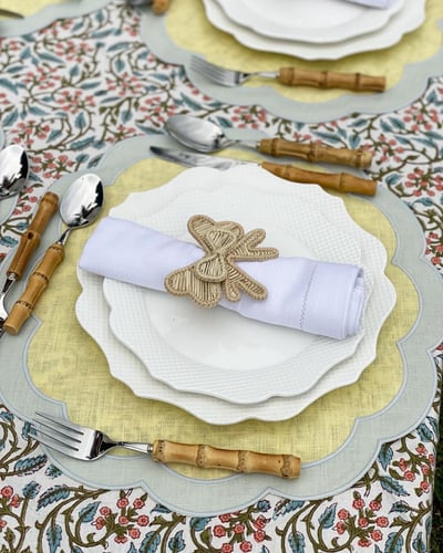 مفرش صحن - لنين - رمادي مع أصفر