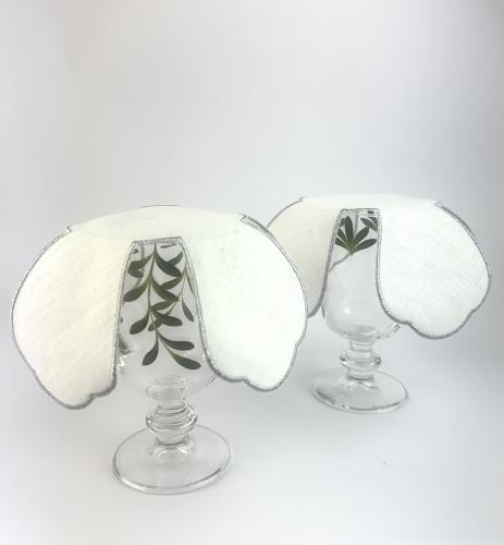 أغطية للكاسات - لنين أبيض مع فضي