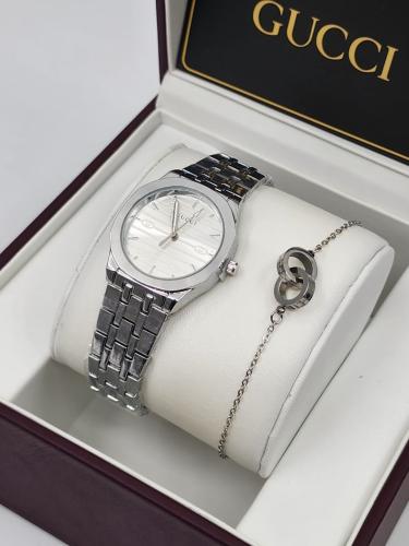 طقم ساعة مع اسواره درجة اولى من قوتشي مع الملحقات