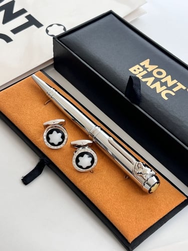 قلم و كبك منتو بلانك النجمة مع الملحقات الفضي