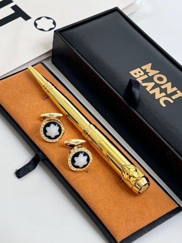 قلم و كبك منتو بلانك النجمة مع الملحقات الذهبي