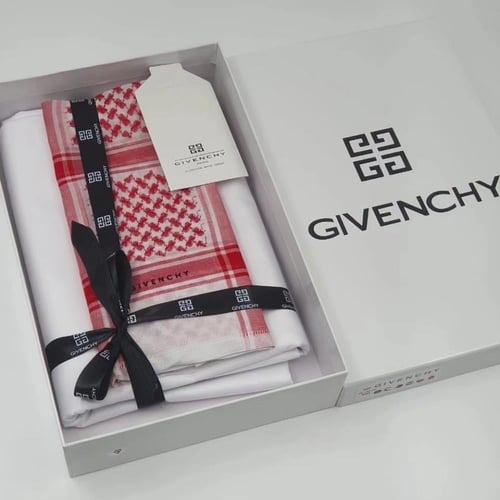 طقم قماش ثوب ابيضّ مع شماغ ماركة جيفنشي مع جميع ال...