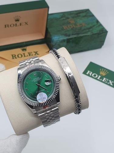 طقم ساعه مع اسوارة من رولكس الدرجة الاولى مع الملح...