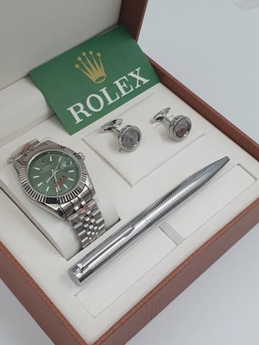 طقم ساعة وقلم وكبك رولكس الدرجة الاولى -10