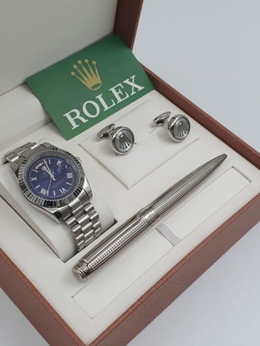 طقم ساعة وقلم وكبك رولكس الدرجة الاولى -5