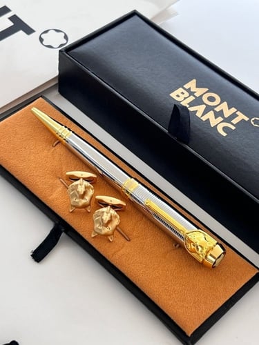 قلم و كبك منتو بلانك وجه الذيب مع الملحقات اسود +ذ...